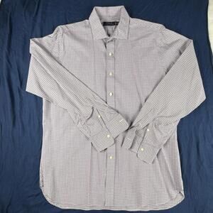 Ralph Lauren Men's Dress Shirt White Purple & Black Plaid Check 16.5